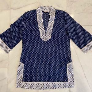Tory Burch Blue and White Tunic